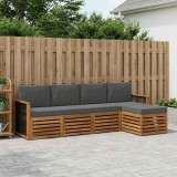 vidaXL Set de canapele de exterior cu pernă 5 pcs Natural și Antracit 3384233