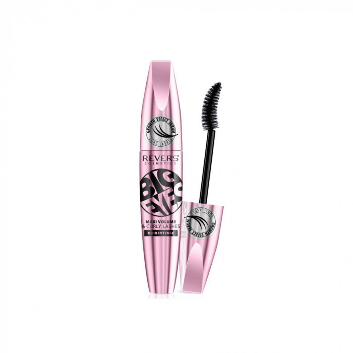 Mascara Big Eyes, Grow Effect, Volum si Curbare, Revers, negru intens, 12 ml