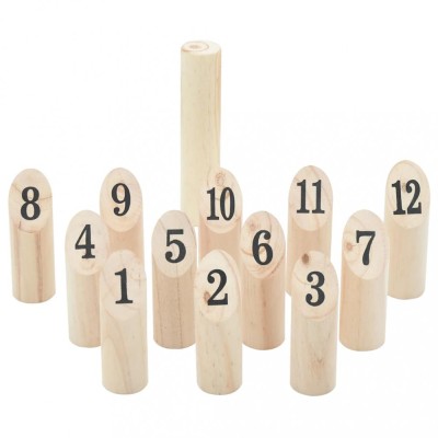 Kubb Set jocuri cu numere 13 piese geantă de transport lemn masiv pin foto