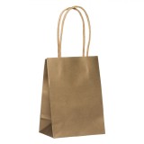 Sacoșă Cadou Aurie, 10.8x6.4x14.6cm, H&acirc;rtie Kraft, M&acirc;nere Bej, Oem