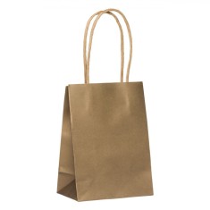 Sacoșă Cadou Aurie, 10.8x6.4x14.6cm, H&acirc;rtie Kraft, M&acirc;nere Bej
