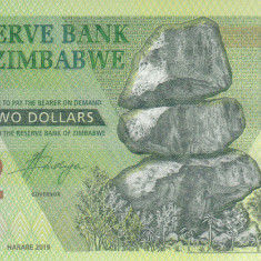 Bancnota Zimbabwe 2 Dolari 2019 - PNew UNC ( hibrid )