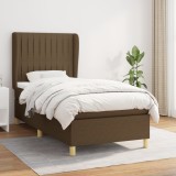 VidaXL Pat box spring cu saltea, maro &icirc;nchis, 100x200 cm, textil