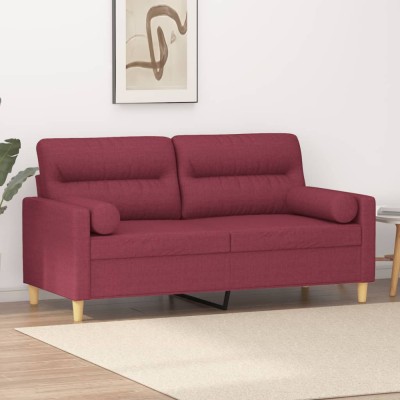 vidaXL Canapea cu 2 locuri cu pernuțe, roșu vin, 140 cm, textil 3200827 foto