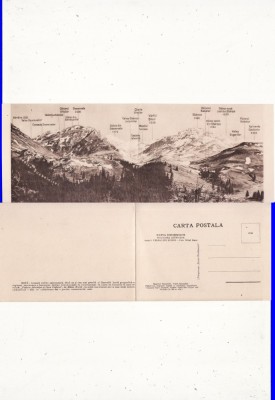 Muntii Bucegi, Omul, Caraiman - carte postala dubla, diptic, rara foto
