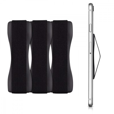 Set 3 Suporti tip inel pentru telefon, Kwmobile, Negru, Plastic, 43997.02 foto