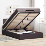 vidaXL Cadru de pat otoman cu saltea țesătură maro &icirc;nchis 120x190 cm 3312294