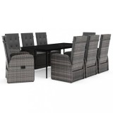 Cumpara ieftin Set mobilier pentru gradina, cu perne, 9 piese, gri