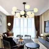 Cumpara ieftin Candelabru vintage, 12 globuri albe din sticla, dulie E27, diametru 70CM, negru