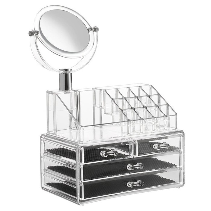 Organizator cosmetice cu oglinda, 4 sertare Organizator cosmetice cu oglinda, 4 sertare