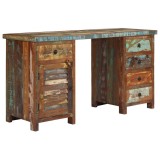 Cumpara ieftin Birou cu postament, 140 x 50 x 77 cm, lemn masiv reciclat