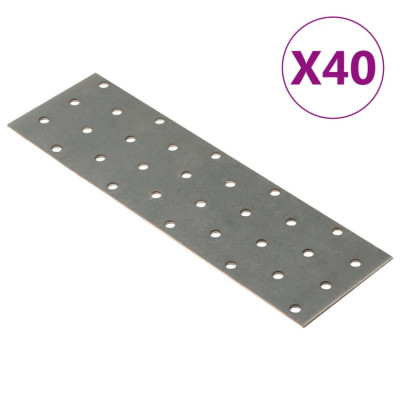 vidaXL Plăci perforate, 40 buc., 2 mm, 200x60 mm, oțel galvanizat foto