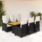 Gossi set bistro de gradina, 7 piese, cu perne, negru, poliratan