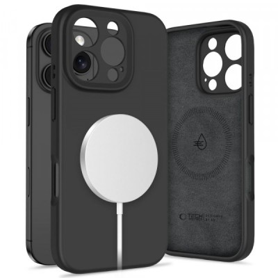 Husa MagSafe pentru Apple iPhone 16 Pro, Tech-Protect, Liquid Silicone, Neagra foto