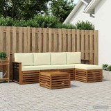 vidaXL Set de canapele de exterior cu pernă 6 pcs Natural și Crem 3384261