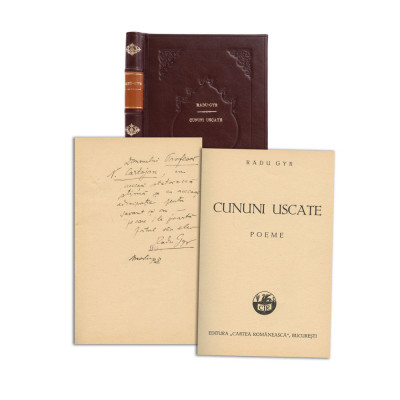 Radu Gyr, Cununi uscate. Poeme, 1938, cu dedicație pentru Nicolae Cartojan foto