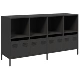 Cumpara ieftin Dulap, negru, 135x39x73,5 cm, otel laminat la rece