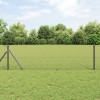 Gard hexagonal Gossi gri 0.6x10 m otel, stalpi de gard Gossi 7 buc gri &Oslash;32 mm 100 cm otel galvanizat