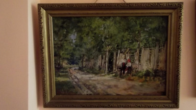 tablou Fete lucrand la poarta N.Grigorescu - REPRODUCERE foto