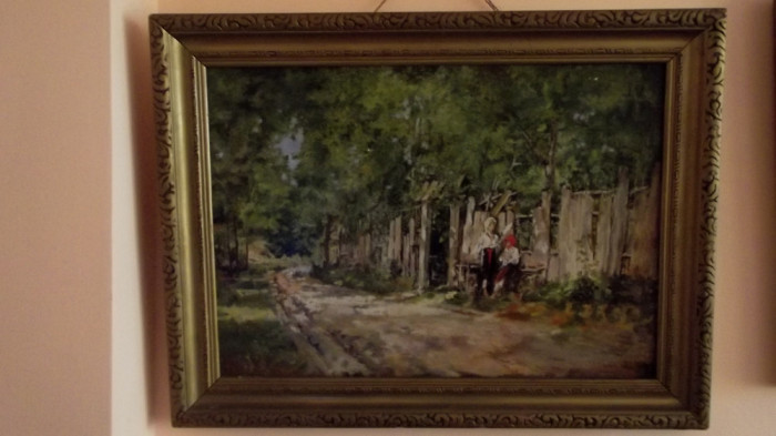 tablou Fete lucrand la poarta N.Grigorescu - REPRODUCERE