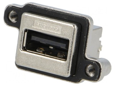 Soclu USB A pentru montare pe panou THT drept foto