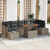 Gossi set de canapele de gradina cu 8 piese cu perne gri din ratan poliester
