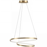 HOMCOM Lampă suspendată LED 38W cu 2 inele și 3 temperaturi de culoare, 3000-6500K, &icirc;nălțime reglabilă, auriu | Aosom Romania