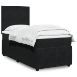 Gossi pat box spring cu saltea, negru, 100x200 cm, catifea