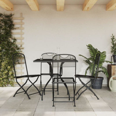 vidaXL Set de masă pentru grădină, 5 piese, plasă metalică antracit foto