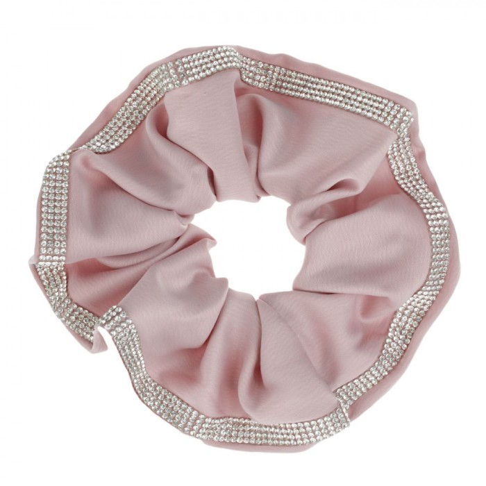 Elastic de Păr Satinat pentru Femei, Roz, cu Strass