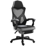 Vinsetto Scaun de Birou Ergonomic Reclinabil cu Suport Picioare Retractabil, Gri | Aosom Romania