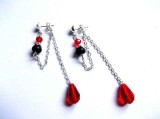 Cercei cristale fatetate si howlite negru, bijuterie femei 32532