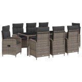 vidaXL Set dining pentru exterior cu pernă 9 pcs 3422331