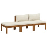 Set mobilier gradina cu perne crem, 3 piese, lemn masiv acacia