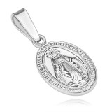 Pandantiv din argint 925 - medalie miraculoasă, față-verso, cu Fecioara Maria