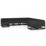 vidaXL Set mobilier grădină cu perne, 11 piese, lemn masiv de pin 3077098