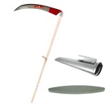 Cumpara ieftin Coasa cu coada de lemn, 700 mm, pentru cosit fan si iarba, lama forjata batuta, piatra ascutit, teaca zincata, Strend Pro
