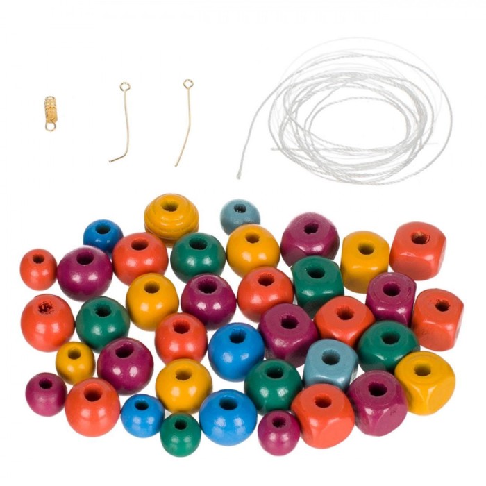 Set Mărgele Lemn, Do It Yourself, Multicolor, Accesorii Incluse