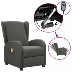 Fotoliu de masaj electric rabatabil, gri inchis, textil foto
