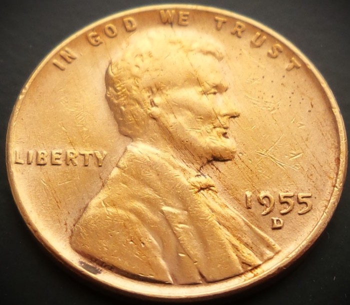Moneda istorica 1 CENT - SUA, anul 1955 D * cod 5169