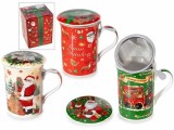 Set 3 cani Craciun cu infuzor, cutie cadou &Oslash; 8 cm x 11,5 H, 500 ml