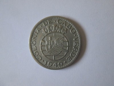 Rară! Capul Verde Colonie Portugheză 1 Escudo 1949 aUNC foto