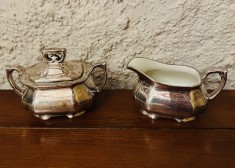 ZAHARNITA SI LETIERA- PORTELAN ARGINTAT- MARCAJ WMF- KOENIGSZELT GERMANY 1930-1945