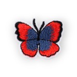 Aplicatie termoadeziva brodata, 36 x 40 mm, Fluture rosu inchis si bleumarin, Crisalida