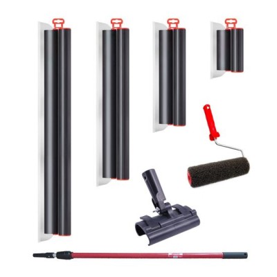 Set 4 gletiere profesionale, inox, 20, 40, 60, 80 cm, adaptor, maner prelungitor 1.2-2.2 m, rola gletuit, Lanoliv foto