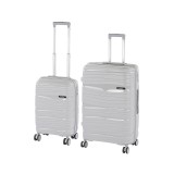 Set Valize Rigide Leziter TraveLux Voyager VI, Gri, Plastic PP, Cabina 50x40x20cm, Mare 76x50x29cm, TSA