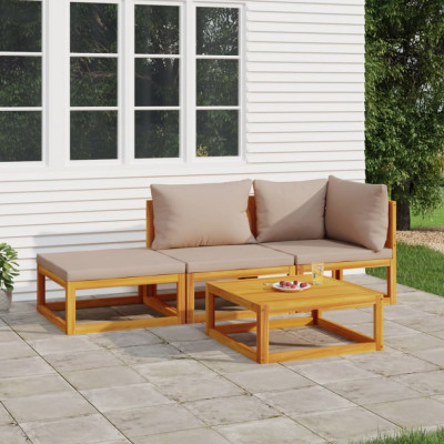 vidaXL Set mobilier de grădină cu perne gri taupe, 4 piese, lemn masiv foto
