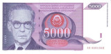 Bancnota Iugoslavia 5.000 Dinari 1991 - P111 UNC