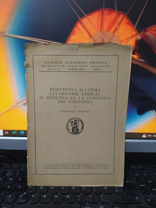 Karadja, Portretul și stema lui Grigore Țambalac si misiunea sa... Buc. 1944 182