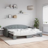 VidaXL Pat de zi cu extensie, gri deschis, 80x200 cm, textil